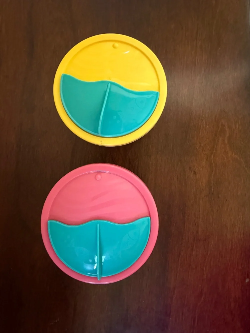 Vintage Tupperware Snack Be Nimble Purple Container Cup, Pink, Yellow, Teal Lid